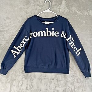 Abercrombie & Fitch Soft A&F Navy Logo Crewneck Sweatshirt Women’s Medium